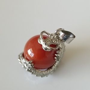 Carnelian & Silver Dragon Pendant